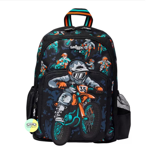 Cute Smiggle MotorBike Designed Bagpack (14 inches)