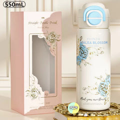 Cute Floral Themed Steel Water Bottle
