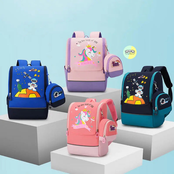 Kids Trendy Character Bag pack with Hanging Pockets