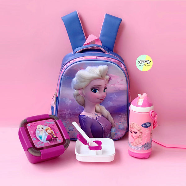 Frozen Elsa and Anna Lunch Box Bag - Purple and Pink, Kids Unisex, Size: Rectangular