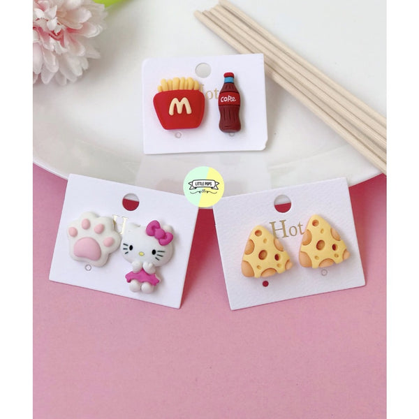 Cute Soft Fast food and Hello Kitty Studs