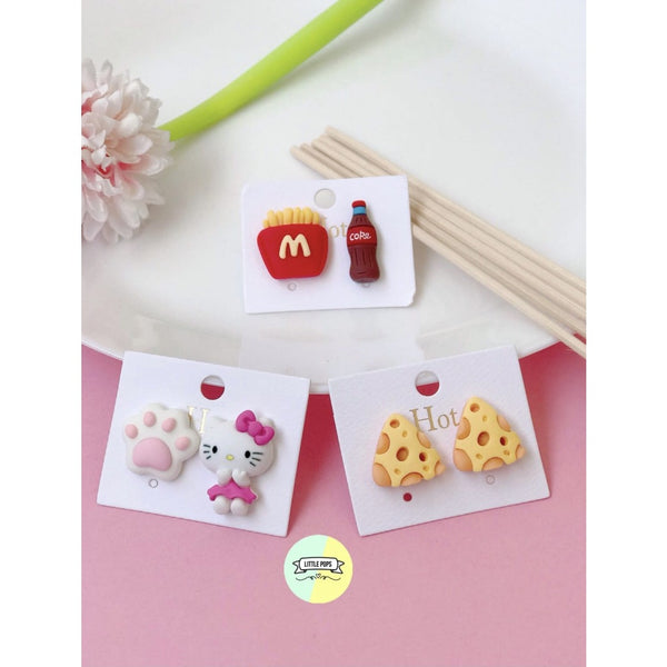 Cute Soft Fast food and Hello Kitty Studs