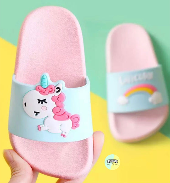 Cute Comfy PVC Rainbow Unicorn Slippers