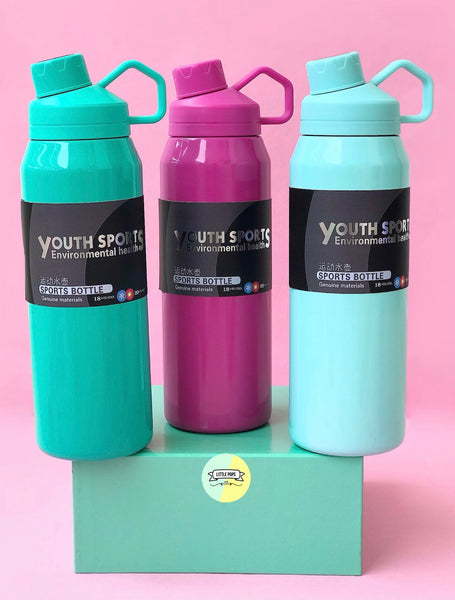 Trendy Glossy Finish Stainless Steel Sports Water Bottle