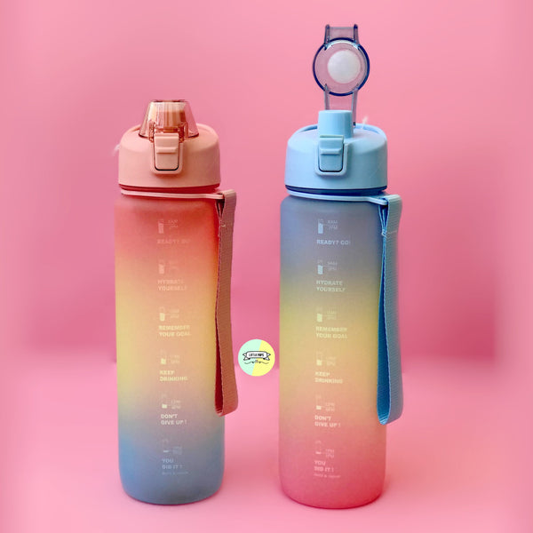 Rainbow Pastel Coloured Beautiful Bottle with printed time