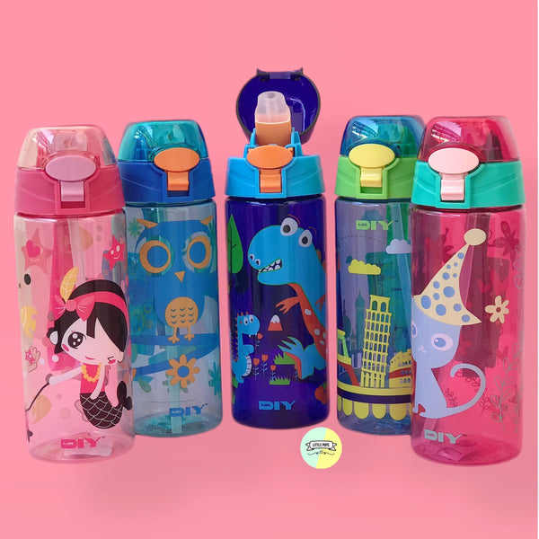 Adorable Character Printed Translucent Sipper Bottle